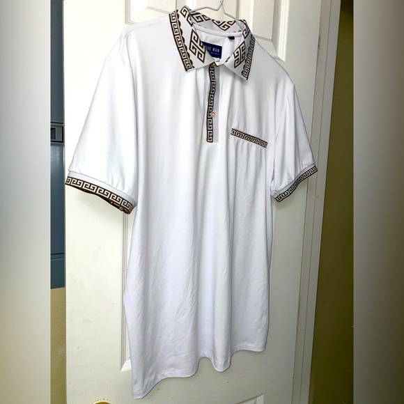 Above Man White/Gold Polo Shirt SLIM FIT Men’s Medium(M) Faux Versace - Picture 3 of 5